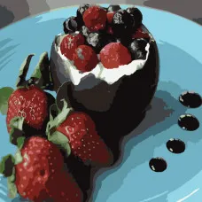 Картина по номерам Strateg ПРЕМИУМ Ягодный десерт размером 40х40 см (SK035)