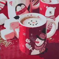 Картина по номерам Strateg ПРЕМИУМ Рождественская кружка со сладостями с лаком и с уровнем размером 40х40 см (SK063)