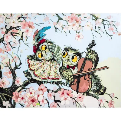 Картина за номерами Музика на гілці 30х40 см SS-3697