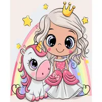 Картина за номерами "Принцеса з єдинорогом" 30х40 см SS-6441