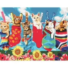 Картина за номерами "Котики в шкарпетках" 30х40 см SS-6446