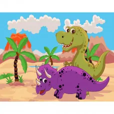 Картина по номерам "Динозаврики в пустыне" 30х40 см SS-6454