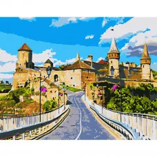 Картина за номерами Strateg ПРЕМІУМ Каменець-Подільський замок  з лаком розміром 30х40 см (SS-6587)
