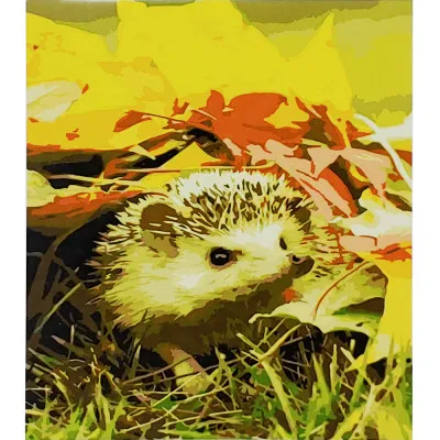 Картина за номерами Strateg ПРЕМІУМ Їжачок в листі розміром 30х40 см (SS-6630)