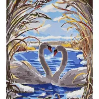 Картина за номерами Strateg ПРЕМІУМ Лебедина вірність розміром 30х40 см (SS1189)
