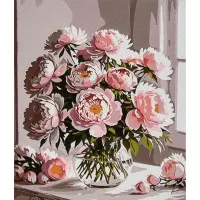 Картина за номерами Strateg ПРЕМІУМ Букет півоній розміром 30х40 см (SS1195)