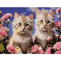 Картина за номерами Strateg ПРЕМІУМ Киці розміром 30х40 см (SS1198)