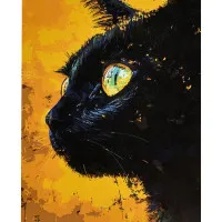 Картина по номерам Strateg ПРЕМИУМ Черный кот размером 30х40 см (SS1217)