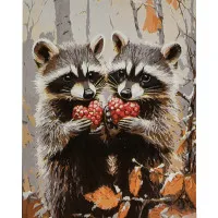 Картина за номерами Strateg ПРЕМІУМ Єнотики розміром 30х40 см (SS1219)