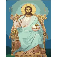 Картина по номерам Strateg ПРЕМИУМ Спас Всемилостивый с лаком размером 30х40 см (SS6762)