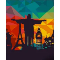 Картина за номерами Strateg ПРЕМІУМ Пам'ятки з лаком розміром 30х40 см (SS6763)