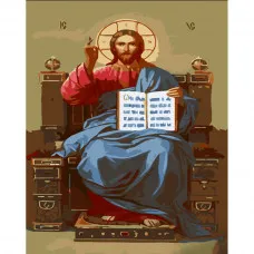 Картина по номерам Strateg ПРЕМИУМ Иисус на престоле с лаком размером 30х40 см (SS6776)