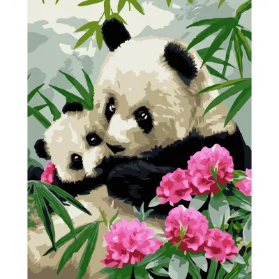 Картина за номерами Панди у квітах 30х40 см SV-0031