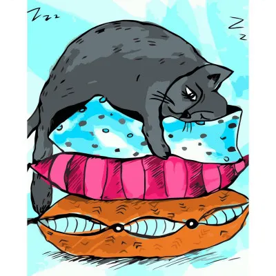 Картина по номерам Усталый серый кот 30х40 см SV-0041 Картина по номерам Усталый серый кот 30х40 см SV-0041