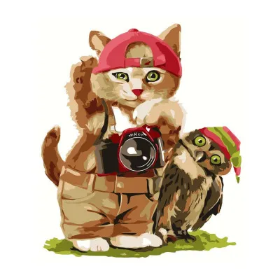 Картина по номерам Кот-фотограф 30х40 см SV-0071