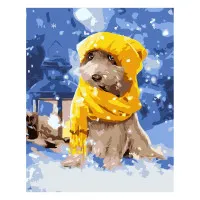 Картина по номерам Собачка в желтой шапочке 30х40 см SV-0072