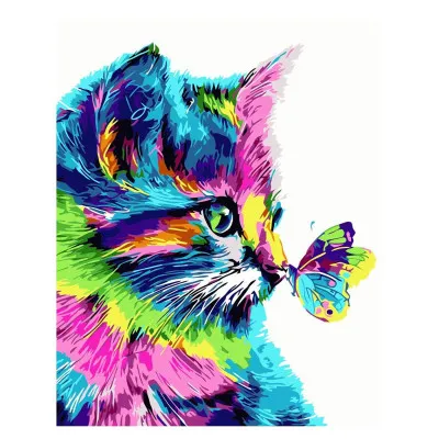 Картина за номерами Різнокольоровий котик 30х40 см SV-0078