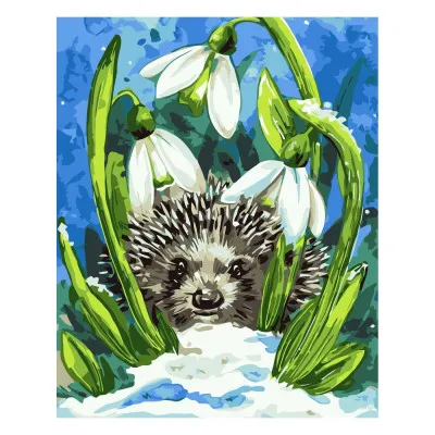 Картина за номерами Їжачок у пролісках 30х40 см SV-0084