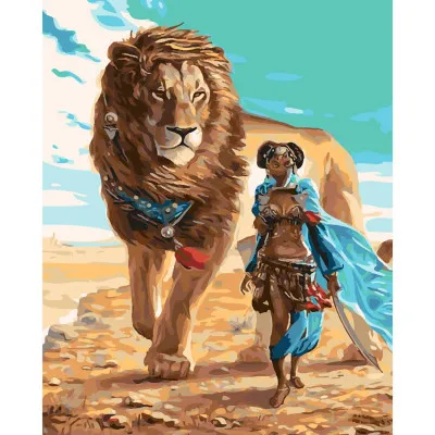 Картина по номерам Девушка со львом 40х50 см SY6151 Картина по номерам Девушка со львом 40х50 см SY6151