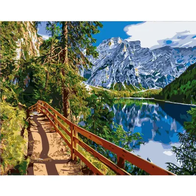 Картина за номерами Стежка вздовж гірського озера 40х50 см SY6207