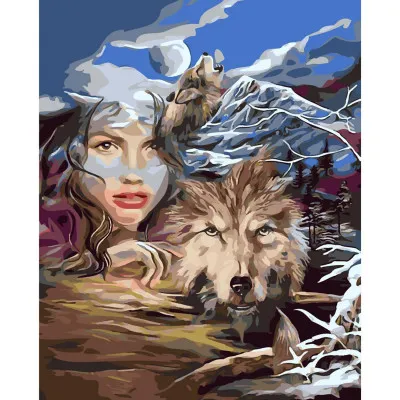Картина по номерам Девушка-волчица 40х50 см SY6252