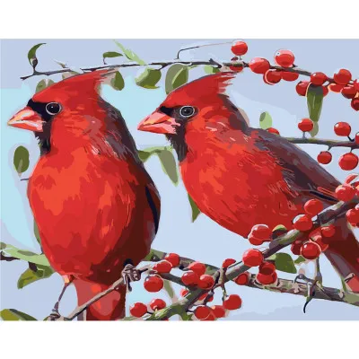 Картина за номерами Свиристелі на калині 40х50 см SY6335 Картина за номерами Свиристелі на калині 40х50 см SY6335