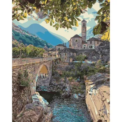 Картина по номерам Красота на фоне гор 40х50 см SY6423 Картина по номерам Красота на фоне гор 40х50 см SY6423