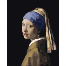 Картина по номерам Strateg ПРЕМИУМ Девушка с жемчужной серьгой с лаком 40х50 см (SY6635)