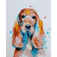 Картина по номерам Strateg ПРЕМИУМ Акварельный спаниель с лаком размером 40х50 см (SY6852)