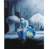 Картина за номерами Strateg ПРЕМІУМ Лікарі оберігають Землю з лаком розміром 40х50 см (SY6913)