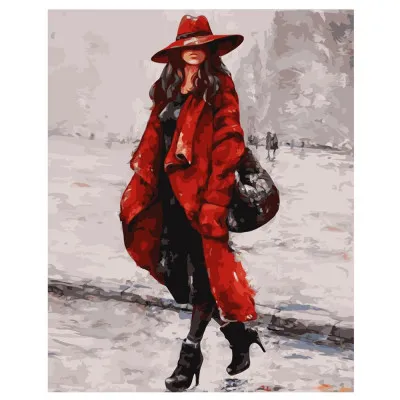 Картина по номерам Женщина в красной шляпе 40х50 см VA-0044