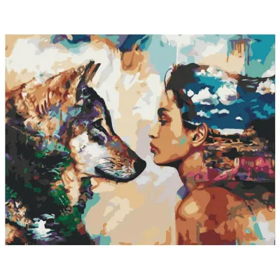 Картина по номерам Поп-арт: Девушка и волк 40х50 см VA-0064 Картина по номерам Поп-арт: Девушка и волк 40х50 см VA-0064