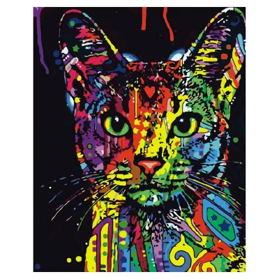 Картина за номерами Поп-арт: Яскрава кішка 40х50 см VA-0149