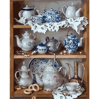 Картина за номерами Сервіз чайний 40х50 см VA-0256 Картина за номерами Сервіз чайний 40х50 см VA-0256