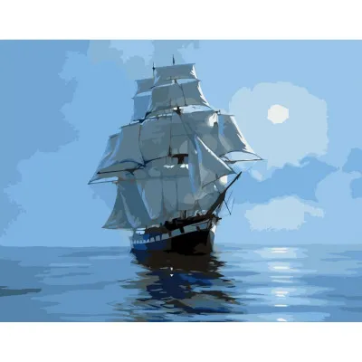 Картина за номерами Білі паруса Strateg з лаком розміром 40х50 см (VA-0260)