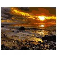 Картина по номерам Закат солнца возле моря 40х50 см VA-0309