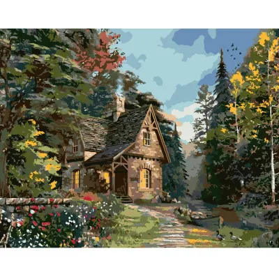 Картина по номерам Уютный домик в лесу 40х50 см VA-0453