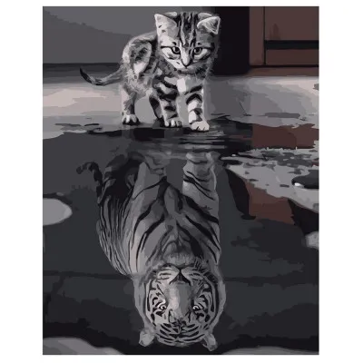 Картина за номерами Кіт та тигр 40х50 см VA-0500