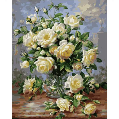 Картина за номерами Маленькі білі троянди 40х50 см VA-0577