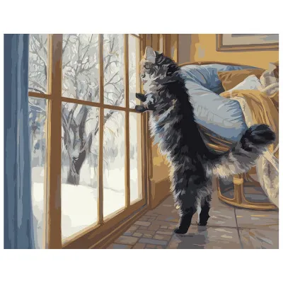 Картина за номерами Кіт біля вікна 40х50 см VA-0648
