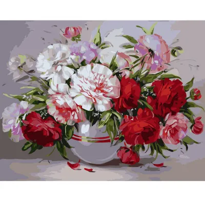 Картина за номерами Букет з червоно-рожевих півонії 40х50 см VA-0894 Картина за номерами Букет з червоно-рожевих півонії 40х50 см VA-0894
