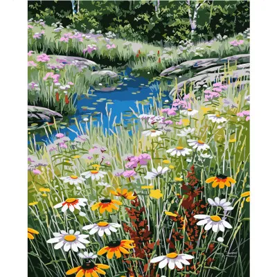 Картина за номерами Струмок у квітковому полі 40х50 см VA-1340 Картина за номерами Струмок у квітковому полі 40х50 см VA-1340