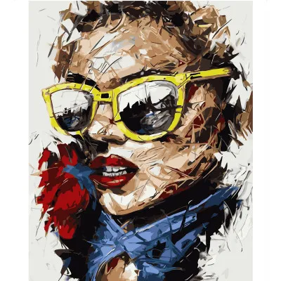 Картина за номерами Дівчина у жовтих окулярах 40х50 см VA-1385