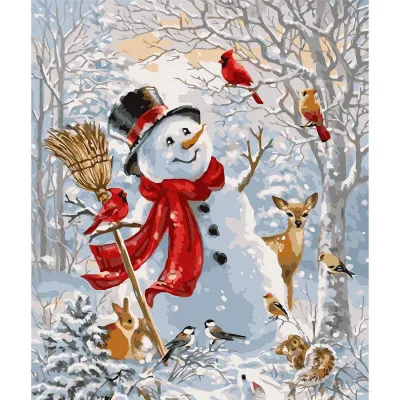 Картина по номерам Весёлий снеговик 40х50 см VA-1407