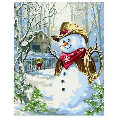 Картина по номерам Снеговик-ковбой 40х50 см VA-1421 Картина по номерам Снеговик-ковбой 40х50 см VA-1421