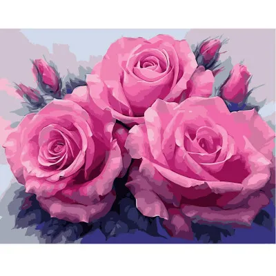 Картина за номерами Три рожеві троянди 40х50 см VA-1579