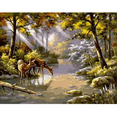 Картина за номерами Косулі на водопої 40х50 см VA-1647 Картина за номерами Косулі на водопої 40х50 см VA-1647