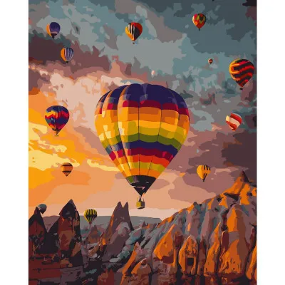 Картина по номерам Цветные воздушные шары среди гор 40х50 см VA-1833