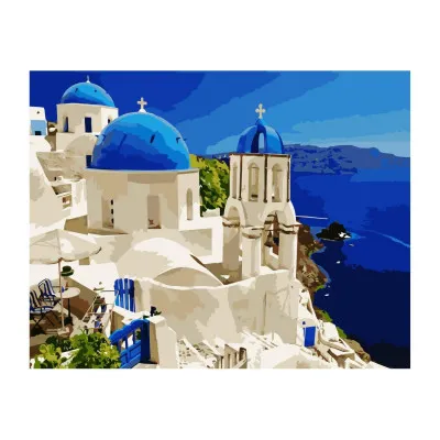 Картина по номерам Солнечный Санторини 40х50 см VA-2349