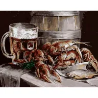 Картина за номерами Пиво та раки Strateg з лаком розміром 40х50 см (VA-2466)